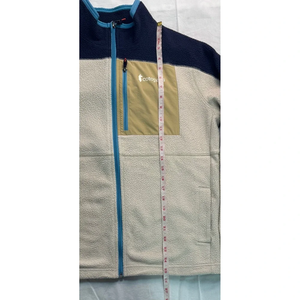 Cotopaxi Abrazo Full Zip Fleece Jacket Womens L Cream Navy Colorblock Mock Neck